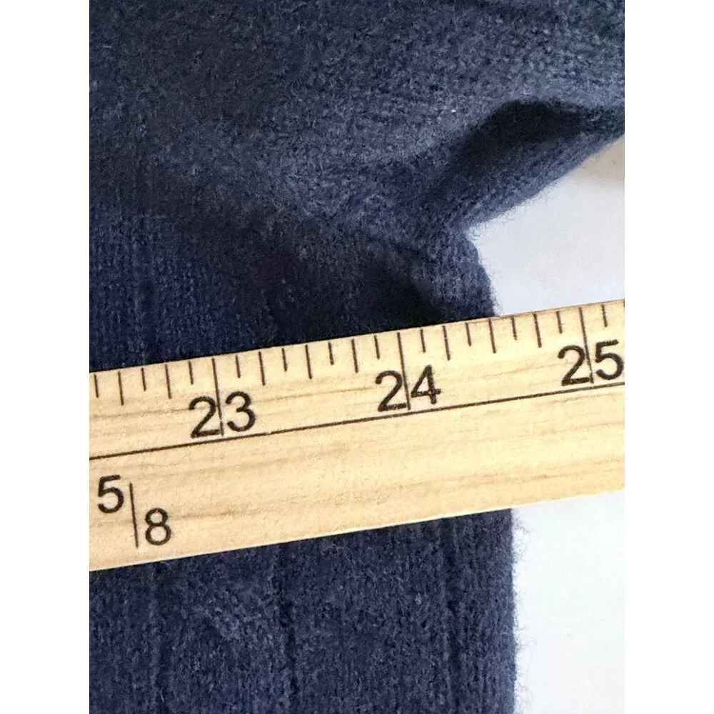 Alan‎ Flusser Wool Blend Cable Knit Sweater Mens XL Navy Blue Preppy